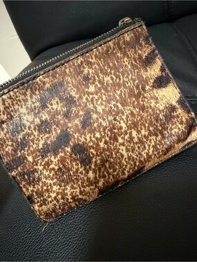 Madewell Leopard Print Zip Pouch in Brown and Black
